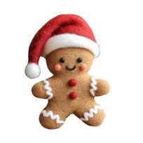Kalėdiniai veltinio papuošalai Rankų darbo vilnos veltinio triušis Meduolinis žmogutis Amatai Gingerbread Man
