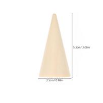10Pcs DIY Wooden Cone Craft 2.5x5cm Unpainted Wood Rings Display Stand Organizer Holder for Jewelry Shop Retail Crafts smėlis