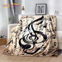Pastabų muzika Spalvingas muzikos natų animacinis pledas, minkštas užklotas namams, miegamajam, lovai, sofai, iškylai, kelionėms, biurui, dangalas, vaikas 75x90cm gray