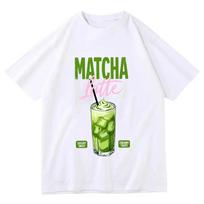 Matcha Latte Marškinėliai Žaliosios Arbatos Grafinis Marškinėlis Vintažinė Estetika Harajuku Gatvės Apranga Viršus Juokingas Maisto Menas Laisvalaikio Unisex Trumpomis Rankovėmis S