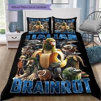 Italian Brainrotk Bombardino Tralero Tralala Humorous and Bizarre Animals Pattern Duvet and Pillowcases,1 Duvet Cover with 2 Pillowcases, No Core 135x200cm