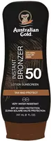 Australian Gold Instant Bronzer Lotion Sunscreen SPF 50 apsauginis losjonas nuo saulės su savaiminio įdegio pigmentais, 237 ml