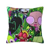Invaders Zims Gir 90S Gir Pillowcases Polyester Sofa Cushion Case Cool Home Decoration Pillow Cover 45*45 Peach skin 18*18(CM)-1Pcs