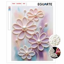 DIY Frameless Pearl Art Painting Kit Elegant Daisy Flower 3D Bead Canvas Handmade Craft for Adults Wall Decoration Gift 30x40cm
