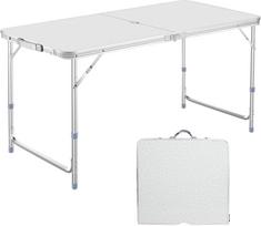 DesertFox Camping Outdoor Height Compact Easy Assembly 006 120cm Table, Table, Folding, 120cm, 3-Stage Adjustment, Single/Set, Picnic, Leisure, sidabras