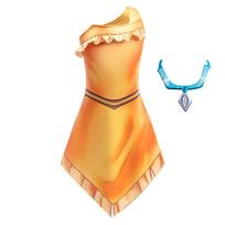 Girls Cosplay Cartoon Indian Princess Dress Halloween Disguise Frocks Necklace Beach Set Pocahontas Festival Role Play Costumes 100