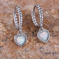 Simple Female Love Heart Drop Earrings For Women Charm Silvery Color Twists Hoop Earrings Bridal Wedding Jewelry Gifts balta/sidabras