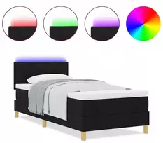 LED Čiužinio Lova su galvūgalio Juodas 100 x 200 cm audinys