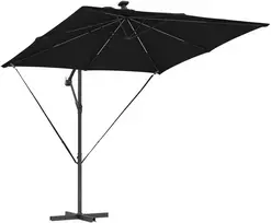 Skėtis nuo saulės su LED juostelėmis Juoda 249 x 249 x 250 cm