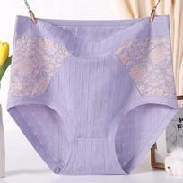 Plus Size Lady Mother's Birth Year Big Red Lace High Waist Triangle Shorts Panties XL šviesiai violetinė spalva
