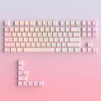 Pink Contour Line Keycaps - Translucent Backlit, Cherry Profile, Double-Shot Injection Molding, 87 Keys, 10 Supplementary Keys