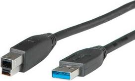ROLINE USB 3.0 kabelis, A tipo M - B tipo M 1,8 m, 1,8 m, USB A, USB B, USB 3.2 Gen 1 (3.1 Gen 1), kištukas/kištukas, juodas