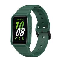 Silicone Strap+Case for Samsung Galaxy Fit 3 Smart Watch Replacement Bumper Shell Cover For Samsung Galaxy Fit3 band Accessories for Galaxy Fit 3 tamsiai žalia spalva
