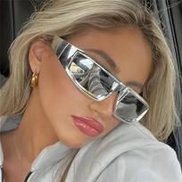 Trendy Y2K Silver Polygonal Eyeglasses with Cyber Aesthetic