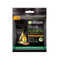 Garnier, Plaukų dažymo kremas, 100% padengia žilus plaukus, minkština ir suteikia daugiau žvilgesio, Black Naturals, 2.0 Originali juoda, 20g + 20ml 20g + 20ml black
