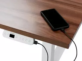 Beliani DESTINES elektrinis reguliuojamo aukščio rašomasis stalas, pilka/balta, 120 cm, 72 cm