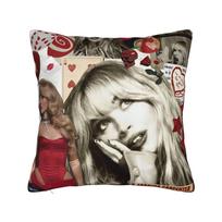 Singer Sabrina Carpenter Pillowcase Polyester Cushion Cover Gift Short N Sweet Throw Pillow Case Cover Home Square 40*40Cm Peach skin 18*18(CM)-1Pcs