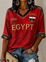 2026 Nauji Egipto 3D spausdinti futbolo marškinėliai, šeimos derinimo marškinėliai, tinkami kasdieniam dėvėjimui ir treniruotėms. S raudona