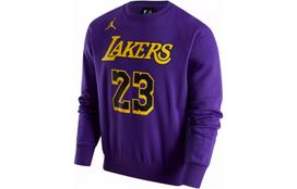 Jordan NBA Los Angeles Lakers, Alphanumeric Crew Neck Loose Fit Fleece Lined Sweatshirt Men's Purple DR2409-508 M