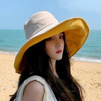 Solid Color Women Fisherman Hat UV Anti Hiking Bucket Hat Simple Sunscreen Sun Hat  Famale raudona
