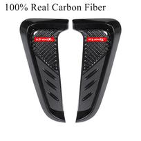 Universal 100% Real Carbon Fiber Car Front Fender Side Air Vent Cover Trim Shark Gills Side Vent Sticker Sports Style