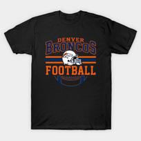 Men Black Print T-shirt Broncos-Football No-Cut Transfer Paper Print Cotton Tshirt S juoda