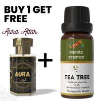 Tea Tree 10 ml Essential Oil for Aromatherapy & Home Fragrance with Free 5 ml Aura Attar | Essential Oil for Diffuser