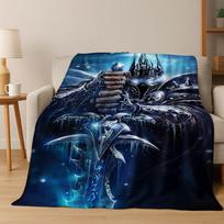 WOW World of Warcraft Arthas Demon Illidan Sylvanas Flannel Blanket,Cozy Soft Throw Blanket for Home Bedroom Bed Sofa Cover Gift 75x90cm