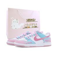 Nike Dunk Peach Blue, Special Shopping Bag Low top Skateboard Shoes Unisex FB9109-125(Team1800-SBOX) 38.5
