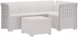 4 Vietų Sodo Sofa Ratanų Imitacija PP Balta