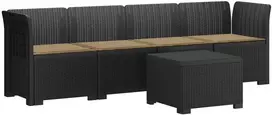 4 vietų sodo sofa su pagalvėmis pintinės išvaizdos PP Antracito
