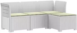 4 Vietų Sodo Sofa su Pagalvėlėmis Ratanų Imitacija PP Balta