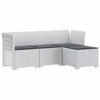 4 Vietų Sodo Sofa su Pagalvėlėmis Ratanų Imitacija PP Balta