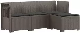 4 Vietų Sodo Sofa su Pagalvėlėmis Ratanų Imitacija PP