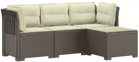 4 Vietų Sodo Sofa su Pagalvėlėmis Ratanų Imitacija PP