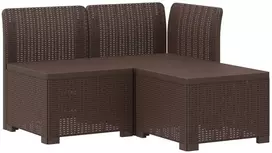 3- vietis Sodas Sofas Ratanas PP Ruda
