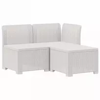 3- vietis Sodas Sofas Ratanas PP Balta