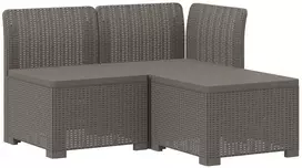 3- vietis Sodas Sofas Ratanas PP Šviesiai pilka