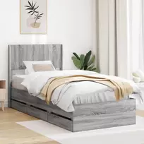 Lova Lovos rėmas su saugojimu ir nugara Pilka sonoma ąžuolo