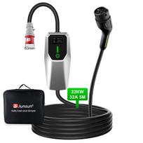 Elektrinių automobilių įkrovimo kabeliai Junsun 2 tipo 22kW 32A 3 fazių 5.0m