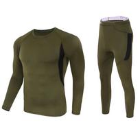 Quick-Drying Men's Cycling Suit & Fleece Sports Underwear Set S armijos žalia spalva