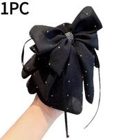 1PC Fragrant Concubine Lovers Temperament New Satin Starry Sky Broken Diamond Bow Ponytail Grab Clip Back Head Disc Hair Half Tie Grab Clip