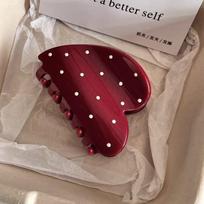 Turmeric Red Polka Dot Grab Clip Temperament Female Medium French White Shark Clip Half Tie Hairpin Retro Versatile Hair Accessories