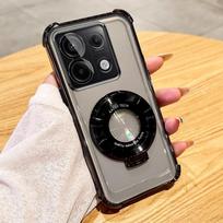 Skaidrus skaidrus smūgiams atsparus padengimas Magsafe magnetinio stovo laikiklio dėklas, skirtas Xiaomi Redmi Note 13 Pro 13R 12 11 10 Redmi 9 9C 10 12 dangtelis Redmi Note 13 juoda