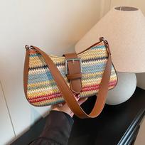 Madinga PU odos pintas rankinis krepšys po pažastu Moteriškas naujas dryžuoto dizaino peties krepšys Aukščiausios klasės nišinis tendencijos Hobo krepšys 25x5x13cm gray