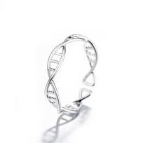 Youjin 18k Gold-Plated Double Helix DNA Ring - Open, Hollow, Simple Style for Women Adjustable Open Size