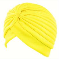 Indiškas turbanas: Etninė galvos skara, pogimdyminė ir chemoterapijos naktinė kepurė One Size geltona