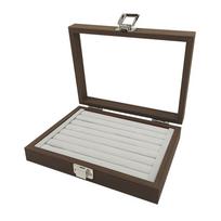 Wood Ring Holder with Velvets Interior Lockable Jewelry Display Box Nail Art Accessories Storage Organizer for Women 8