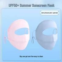Ice Silk UV Protection Face Mask – Full Coverage, Breathable Sunshade for Summer mėlyna/rožinė