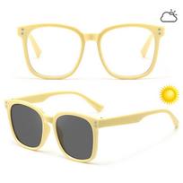 Unisex Children's Color-Changing Anti-Blue Light Square Eyeglass Frames - Stylish Casual Sunglasses